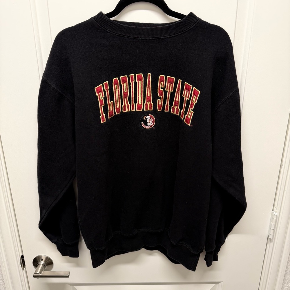 Vintage Black Florida State University FSU Embroidered‎ Crewneck Sweatshirt Sz M